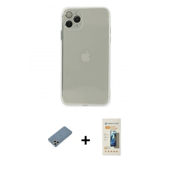 MARSİLYAN™- iPhone 11 Pro Max Kılıf Ahenk Doku - Siyah 6D Mat Seramik Hayalet Nano Ekran Koruyucu + Shine Kamera Lens Koruma Cam - GS