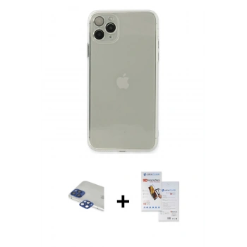 MARSİLYAN™- iPhone 11 Pro Max Kılıf Ahenk Doku - Siyah Seramik Nano Ekran Koruyucu + Pers Alüminyum Kamera Lens - LT