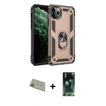 MARSİLYAN™- iPhone 11 Pro Max Kılıf Ahenk Klasik Koleksiyonu - Şeffaf 360 Full Body Arka Koruyucu + Rainbow Kamera Lens Koruma Cam - GD