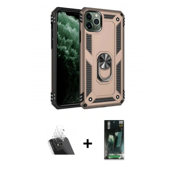 MARSİLYAN™- iPhone 11 Pro Max Kılıf Ahenk Klasik Koleksiyonu - Şeffaf 360 Full Body Arka Koruyucu + Kamera Lens Koruma Cam - SF