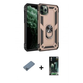 MARSİLYAN™- iPhone 11 Pro Max Kılıf Ahenk Klasik Koleksiyonu - Şeffaf 360 Full Body Arka Koruyucu + Shine Kamera Lens Koruma Cam - SABE