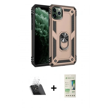 MARSİLYAN™- iPhone 11 Pro Max Kılıf Ahenk Klasik Koleksiyonu - Siyah 20D Premium Cam Ekran Koruyucu + Kamera Lens Koruma Cam - SF