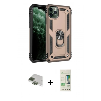 MARSİLYAN™- iPhone 11 Pro Max Kılıf Ahenk Klasik Koleksiyonu - Siyah 20D Premium Cam Ekran Koruyucu + Pers Alüminyum Kamera Lens - YL