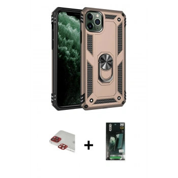 MARSİLYAN™- iPhone 11 Pro Max Kılıf Ahenk Klasik Koleksiyonu - Siyah 360 Mat Full Body Arka Koruyucu + Pers Alüminyum Kamera Lens - KI