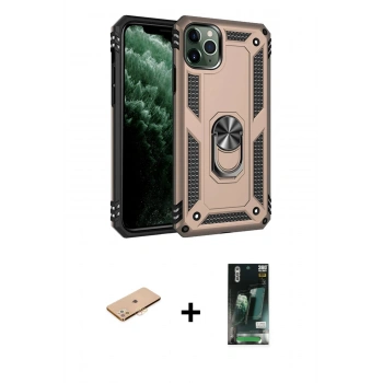 MARSİLYAN™- iPhone 11 Pro Max Kılıf Ahenk Klasik Koleksiyonu - Siyah 360 Mat Full Body Arka Koruyucu + Renkli Kamera Lens Koruma Cam - TU