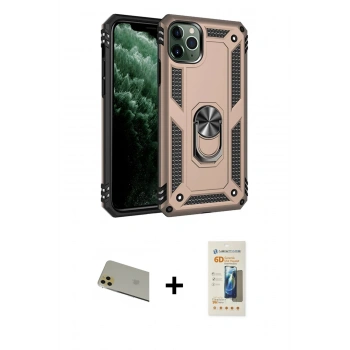 MARSİLYAN™- iPhone 11 Pro Max Kılıf Ahenk Klasik Koleksiyonu - Siyah 6D Mat Seramik Hayalet Nano Ekran Koruyucu + Rainbow Kamera Lens Koruma Cam - GD