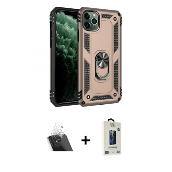 MARSİLYAN™- iPhone 11 Pro Max Kılıf Ahenk Klasik Koleksiyonu - Siyah Bilvis Hayalet Cam Ekran Koruyucu + Kamera Lens Koruma Cam - SF