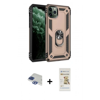MARSİLYAN™- iPhone 11 Pro Max Kılıf Ahenk Klasik Koleksiyonu - Siyah Mat Seramik Nano Ekran Koruyucu + Pers Alüminyum Kamera Lens - LT