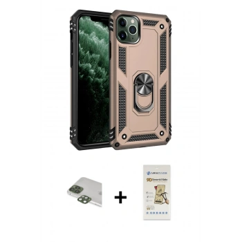 MARSİLYAN™- iPhone 11 Pro Max Kılıf Ahenk Klasik Koleksiyonu - Siyah Mat Seramik Nano Ekran Koruyucu + Pers Alüminyum Kamera Lens - YL