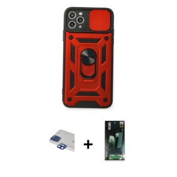 MARSİLYAN™- iPhone 11 Pro Max Kılıf Ahenk Klasik - Şeffaf 360 Full Body Arka Koruyucu + Pers Alüminyum Kamera Lens - LT