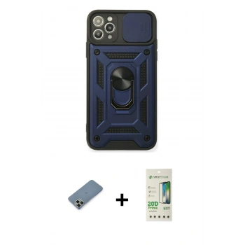 MARSİLYAN™- iPhone 11 Pro Max Kılıf Ahenk Klasik - Siyah 20D Premium Cam Ekran Koruyucu + Metal Kamera Lens Koruma Cam - AKYL