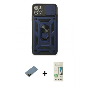 MARSİLYAN™- iPhone 11 Pro Max Kılıf Ahenk Klasik - Siyah 20D Premium Cam Ekran Koruyucu + Shine Kamera Lens Koruma Cam - GD