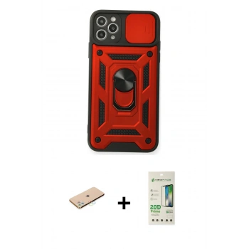 MARSİLYAN™- iPhone 11 Pro Max Kılıf Ahenk Klasik - Siyah 20D Premium Cam Ekran Koruyucu + Renkli Kamera Lens Koruma Cam - MI