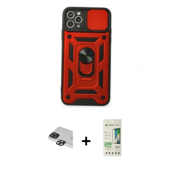 MARSİLYAN™- iPhone 11 Pro Max Kılıf Ahenk Klasik - Siyah 20D Premium Cam Ekran Koruyucu + Pers Alüminyum Kamera Lens - SH