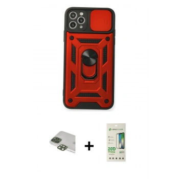 MARSİLYAN™- iPhone 11 Pro Max Kılıf Ahenk Klasik - Siyah 20D Premium Cam Ekran Koruyucu + Pers Alüminyum Kamera Lens - YL
