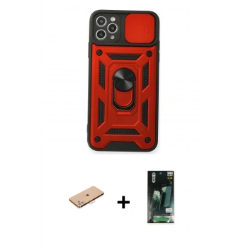 MARSİLYAN™- iPhone 11 Pro Max Kılıf Ahenk Klasik - Siyah 360 Mat Full Body Arka Koruyucu + Renkli Kamera Lens Koruma Cam - PE