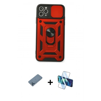 MARSİLYAN™- iPhone 11 Pro Max Kılıf Ahenk Klasik - Siyah 3D Antistatik Seramik Nano Ekran Koruyucu + Shine Kamera Lens Koruma Cam - MI
