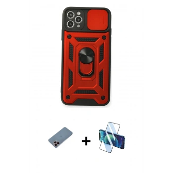 MARSİLYAN™- iPhone 11 Pro Max Kılıf Ahenk Klasik - Siyah 3D Antistatik Seramik Nano Ekran Koruyucu + Shine Kamera Lens Koruma Cam - PE