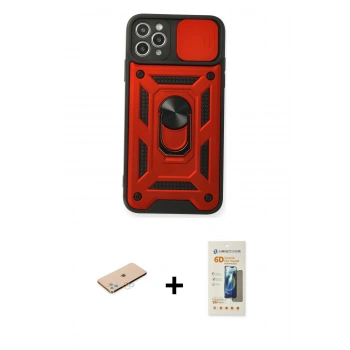 MARSİLYAN™- iPhone 11 Pro Max Kılıf Ahenk Klasik - Siyah 6D Mat Seramik Hayalet Nano Ekran Koruyucu + Renkli Kamera Lens Koruma Cam - MI