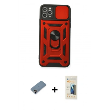 MARSİLYAN™- iPhone 11 Pro Max Kılıf Ahenk Klasik - Siyah 6D Mat Seramik Hayalet Nano Ekran Koruyucu + Metal Kamera Lens Koruma Cam - MR