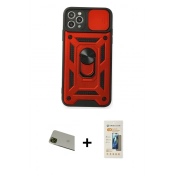 MARSİLYAN™- iPhone 11 Pro Max Kılıf Ahenk Klasik - Siyah 6D Mat Seramik Hayalet Nano Ekran Koruyucu + Rainbow Kamera Lens Koruma Cam - YL