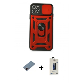 MARSİLYAN™- iPhone 11 Pro Max Kılıf Ahenk Klasik - Siyah Bilvis Hayalet Cam Ekran Koruyucu + Shine Kamera Lens Koruma Cam - PE