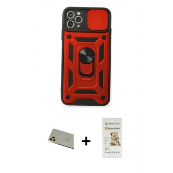 MARSİLYAN™- iPhone 11 Pro Max Kılıf Ahenk Klasik - Siyah Mat Seramik Nano Ekran Koruyucu + Rainbow Kamera Lens Koruma Cam - GD