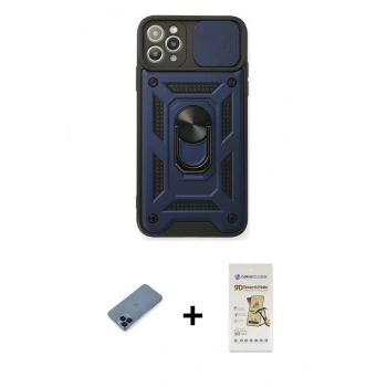 MARSİLYAN™- iPhone 11 Pro Max Kılıf Ahenk Klasik - Siyah Mat Seramik Nano Ekran Koruyucu + Metal Kamera Lens Koruma Cam - MI