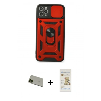 MARSİLYAN™- iPhone 11 Pro Max Kılıf Ahenk Klasik - Siyah Mat Seramik Nano Ekran Koruyucu + Rainbow Kamera Lens Koruma Cam - YL