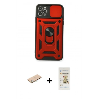 MARSİLYAN™- iPhone 11 Pro Max Kılıf Ahenk Klasik - Siyah Mat Seramik Nano Ekran Koruyucu + Renkli Kamera Lens Koruma Cam - MI