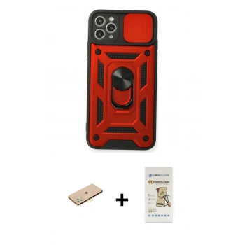 MARSİLYAN™- iPhone 11 Pro Max Kılıf Ahenk Klasik - Siyah Mat Seramik Nano Ekran Koruyucu + Renkli Kamera Lens Koruma Cam - SI