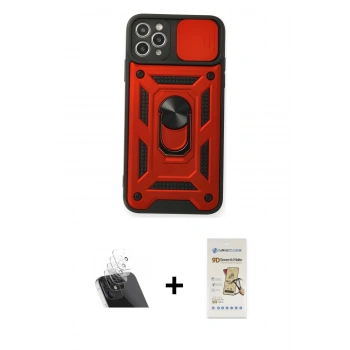MARSİLYAN™- iPhone 11 Pro Max Kılıf Ahenk Klasik - Siyah Mat Seramik Nano Ekran Koruyucu + Kamera Lens Koruma Cam - SF