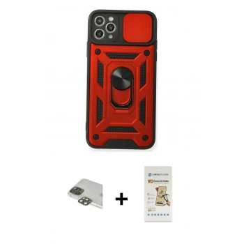 MARSİLYAN™- iPhone 11 Pro Max Kılıf Ahenk Klasik - Siyah Mat Seramik Nano Ekran Koruyucu + Pers Alüminyum Kamera Lens - YL