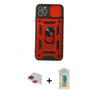 MARSİLYAN™- iPhone 11 Pro Max Kılıf Ahenk Klasik - Siyah Polymer Nano Ekran Koruyucu + Pers Alüminyum Kamera Lens - KI