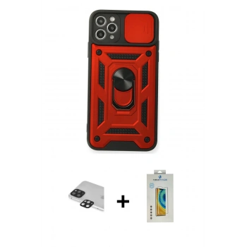 MARSİLYAN™- iPhone 11 Pro Max Kılıf Ahenk Klasik - Siyah Polymer Nano Ekran Koruyucu + Pers Alüminyum Kamera Lens - SH