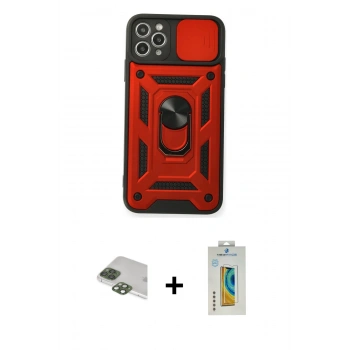 MARSİLYAN™- iPhone 11 Pro Max Kılıf Ahenk Klasik - Siyah Polymer Nano Ekran Koruyucu + Pers Alüminyum Kamera Lens - YL