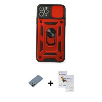 MARSİLYAN™- iPhone 11 Pro Max Kılıf Ahenk Klasik - Siyah Seramik Nano Ekran Koruyucu + Shine Kamera Lens Koruma Cam - GS