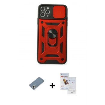 MARSİLYAN™- iPhone 11 Pro Max Kılıf Ahenk Klasik - Siyah Seramik Nano Ekran Koruyucu + Metal Kamera Lens Koruma Cam - AKYL