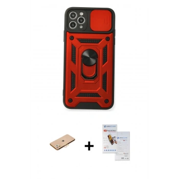 MARSİLYAN™- iPhone 11 Pro Max Kılıf Ahenk Klasik - Siyah Seramik Nano Ekran Koruyucu + Renkli Kamera Lens Koruma Cam - TU