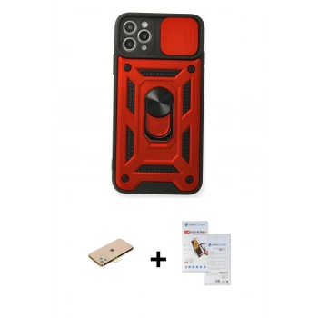 MARSİLYAN™- iPhone 11 Pro Max Kılıf Ahenk Klasik - Siyah Seramik Nano Ekran Koruyucu + Renkli Kamera Lens Koruma Cam - SI