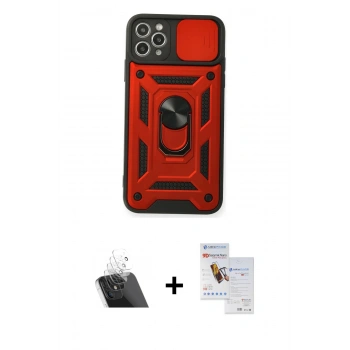 MARSİLYAN™- iPhone 11 Pro Max Kılıf Ahenk Klasik - Siyah Seramik Nano Ekran Koruyucu + Kamera Lens Koruma Cam - SF