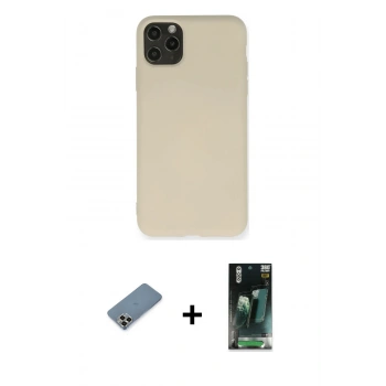 MARSİLYAN™- iPhone 11 Pro Max Kılıf Ahenk Serisi - Şeffaf 360 Full Body Arka Koruyucu + Metal Kamera Lens Koruma Cam - GD