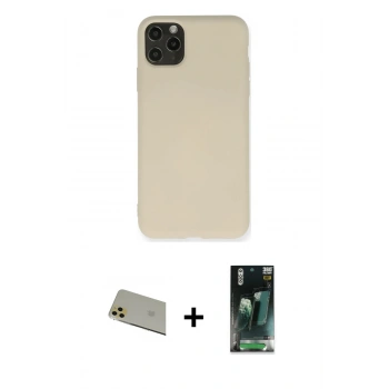MARSİLYAN™- iPhone 11 Pro Max Kılıf Ahenk Serisi - Şeffaf 360 Full Body Arka Koruyucu + Rainbow Kamera Lens Koruma Cam - GD