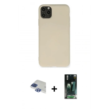 MARSİLYAN™- iPhone 11 Pro Max Kılıf Ahenk Serisi - Şeffaf 360 Full Body Arka Koruyucu + Pers Alüminyum Kamera Lens - LT