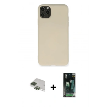 MARSİLYAN™- iPhone 11 Pro Max Kılıf Ahenk Serisi - Şeffaf 360 Full Body Arka Koruyucu + Pers Alüminyum Kamera Lens - YL