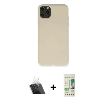MARSİLYAN™- iPhone 11 Pro Max Kılıf Ahenk Serisi - Siyah 20D Premium Cam Ekran Koruyucu + Kamera Lens Koruma Cam - SF