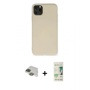 MARSİLYAN™- iPhone 11 Pro Max Kılıf Ahenk Serisi - Siyah 20D Premium Cam Ekran Koruyucu + Pers Alüminyum Kamera Lens - YL