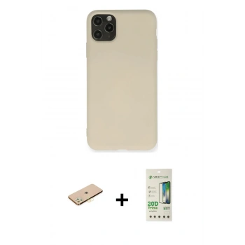 MARSİLYAN™- iPhone 11 Pro Max Kılıf Ahenk Serisi - Siyah 20D Premium Cam Ekran Koruyucu + Renkli Kamera Lens Koruma Cam - SI