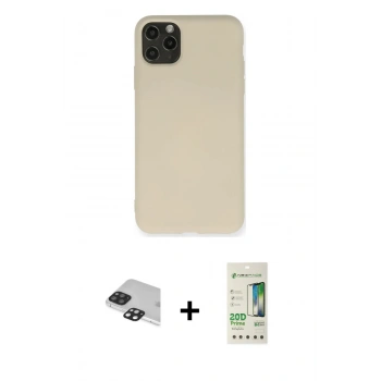 MARSİLYAN™- iPhone 11 Pro Max Kılıf Ahenk Serisi - Siyah 20D Premium Cam Ekran Koruyucu + Pers Alüminyum Kamera Lens - SH