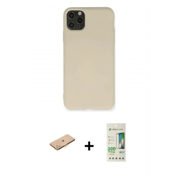 MARSİLYAN™- iPhone 11 Pro Max Kılıf Ahenk Serisi - Siyah 20D Premium Cam Ekran Koruyucu + Renkli Kamera Lens Koruma Cam - TU